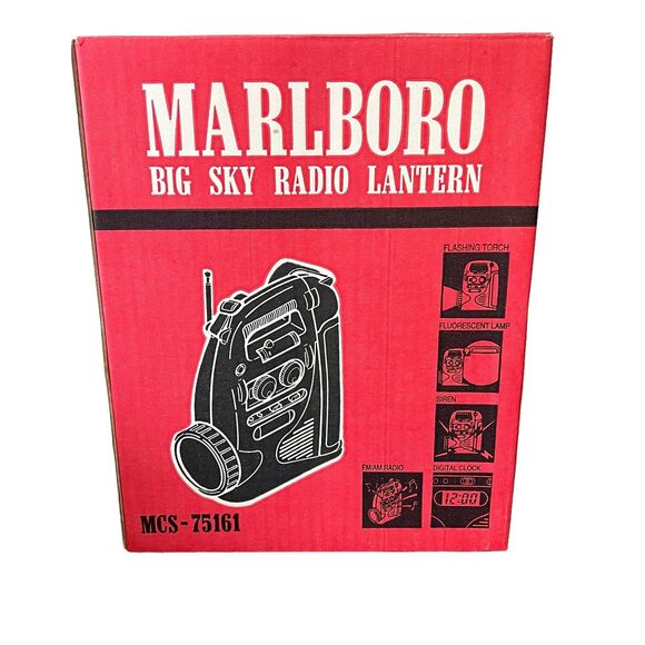Marlboro Big Sky Radio Lantern FLASHLIGHT w/ Siren & Clock MCS-75161 New in Box - Picture 1 of 10